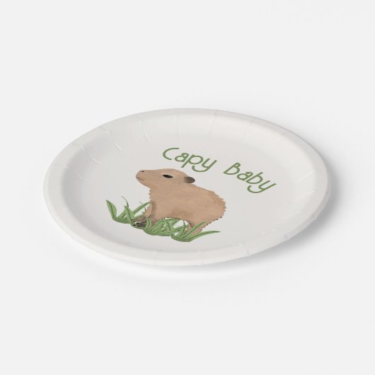 Custom Leuke Capybara Pun Capy Baby Illustratie Papieren Bordje (Gekanteld)