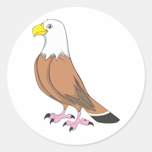 Custom Leuke Eagle Cartoon Ronde Sticker (Voorkant)