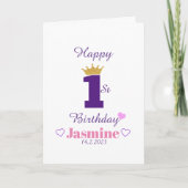 Custom Leuke Elegante Witte Baby Gelukkige 1e Verj Kaart (Voorkant)