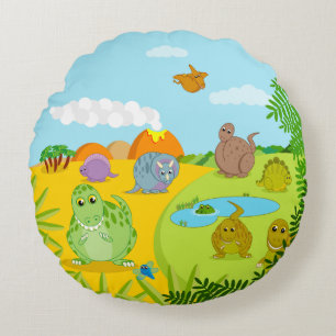 CUSTOM, leuke Jurassic leuke dinosaurus cartoon de Rond Kussen