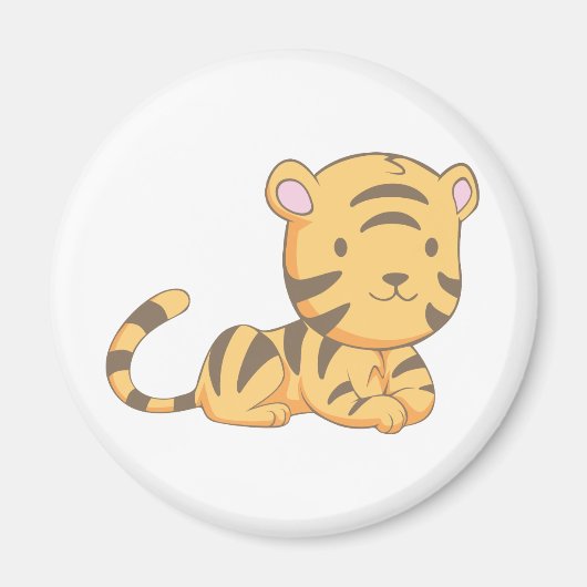 Custom Leuke lachende Cartoon Baby Tijger Cub Magneet (Voorkant)