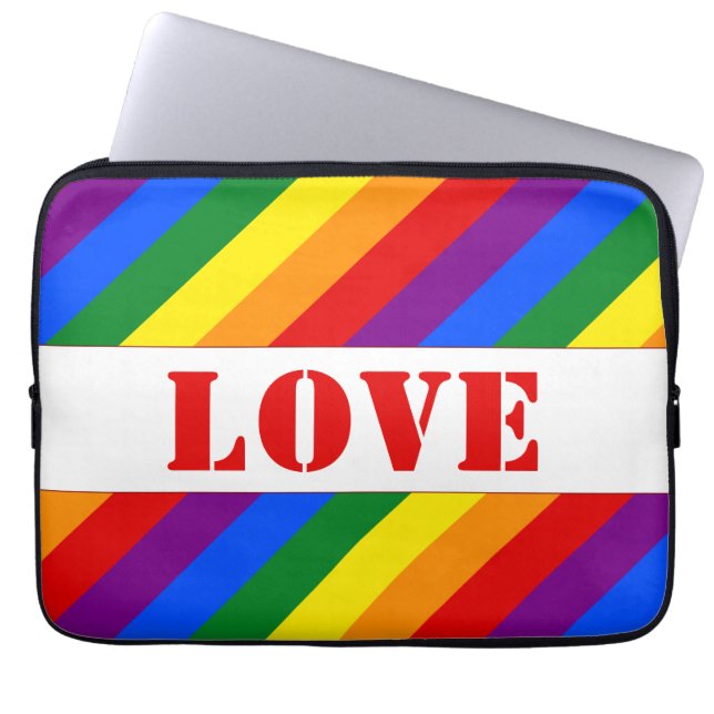 custom LGBTQ+ Rainbow Flag Stripes Pride Month -  Laptop Sleeve (Voorkant)