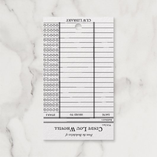 CUSTOM Library Card- Old School Cadeaulabels (Achterkant)