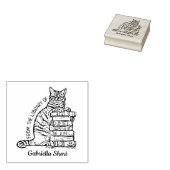 Custom Library Cat Bookplate Rubberstempel (Gestempeld)