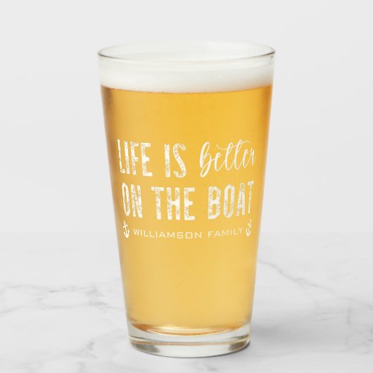Custom Life is beter op de boot | Bootleven Glas (Voorkant gevuld)