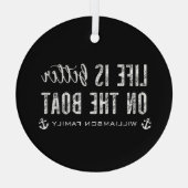 Custom Life is beter op de boot | Bootleven Glas Ornament (Achterkant)