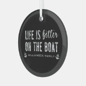 Custom Life is beter op de boot | Bootleven Glas Ornament (Voorkant links)