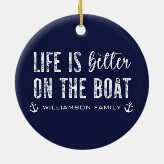 Custom Life is beter op de boot | Bootleven Keramisch Ornament (Achterkant)