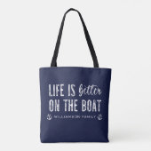 Custom Life is beter op de boot | Bootleven Tote Bag (Achterkant)