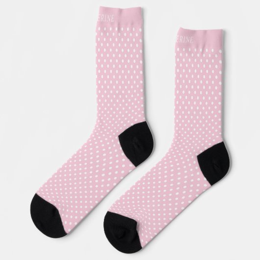 Custom Light Baby Pastel Pink White Polka Dot  Sokken (Links)