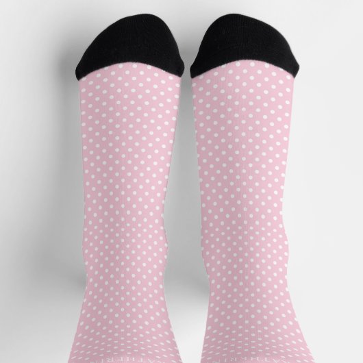 Custom Light Baby Pastel Pink White Polka Dot  Sokken (Top)
