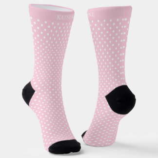 Custom Light Baby Pastel Pink White Polka Dot  Sokken