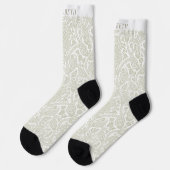 Custom Light Pastel Sage Green White Paisley Sokken (Links)