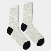 Custom Light Pastel Sage Green White Paisley Sokken (Rechts)