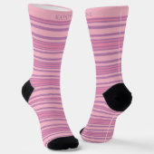 Custom Light Pink Dark Purple Peach Stripes  Sokken (Gebogen)