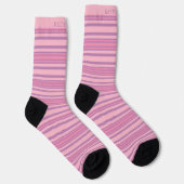 Custom Light Pink Dark Purple Peach Stripes  Sokken (Rechts)