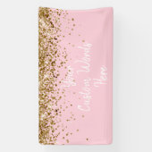 Custom Light Pink Gold Birthday Party Photo Booth Spandoek (Verticaal)