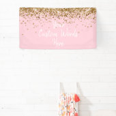 Custom Light Pink Gold Birthday Party Photo Booth Spandoek (Insitu)