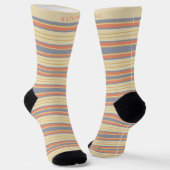 Custom Light Yellow Dark Orange Grey Stripes Sokken (Gebogen)