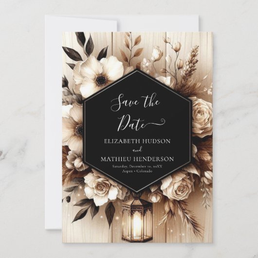 Custom Lights Rustic Wedding Save The Date (Voorkant)