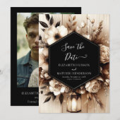 Custom Lights Rustic Wedding Save The Date (Voorkant / Achterkant)