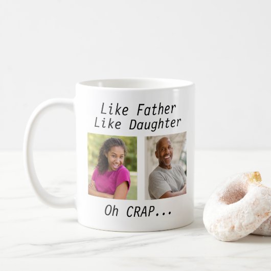 Custom Like vader als dochter / zoon met foto's Koffiemok (Met donut)