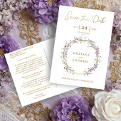 Custom Lilac Elegant Garland Wreath Wedding Aankondigingskaart