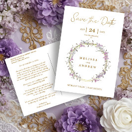 Custom Lilac Elegant Garland Wreath Wedding Aankondigingskaart