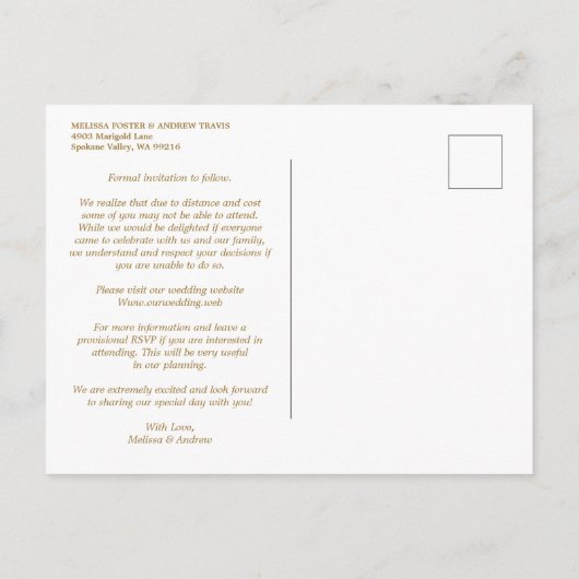 Custom Lilac Elegant Garland Wreath Wedding Aankondigingskaart (Achterkant)