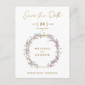 Custom Lilac Elegant Garland Wreath Wedding Aankondigingskaart (Voorkant)