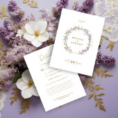 Custom Lilac Elegant Garland Wreath Wedding Informatiekaartje