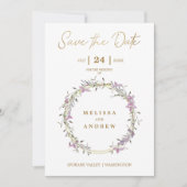 Custom Lilac Elegant Garland Wreath Wedding Save The Date (Voorkant)