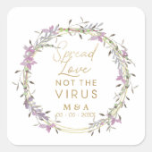 Custom Lilac Garland Wreath Wedding Sanitizer Gel Vierkante Sticker (Voorkant)