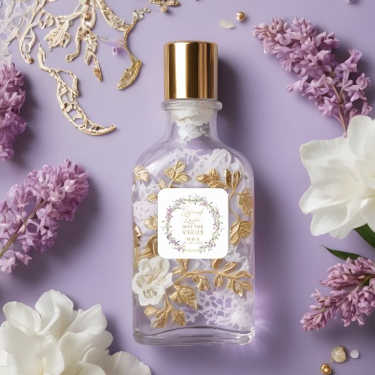 Custom Lilac Garland Wreath Wedding Sanitizer Gel Vierkante Sticker