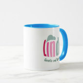 Custom "Linda" en Hart in de zomer Groen, Roze Mok (Voorkant rechts)