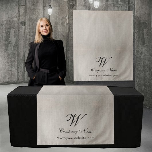 Custom Linen Business Table Runner Banner Script Wandkleed