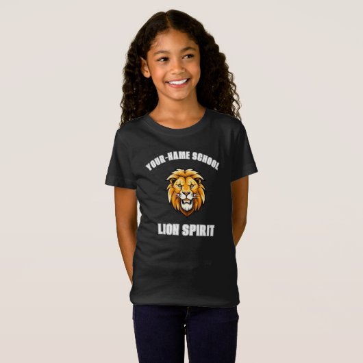 CUSTOM Lion Mascot | Geel goud - School College T-shirt (Voorkant volledig)