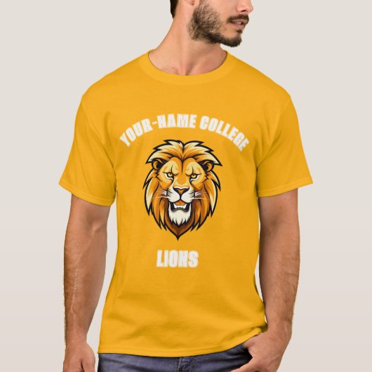CUSTOM Lion Mascot | Geel goud - School College T-shirt (Voorkant)