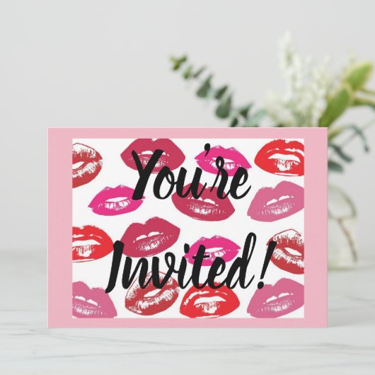 CUSTOM Lipsense Party-uitnodiging + enveloppen Kaart (Staand voorkant)