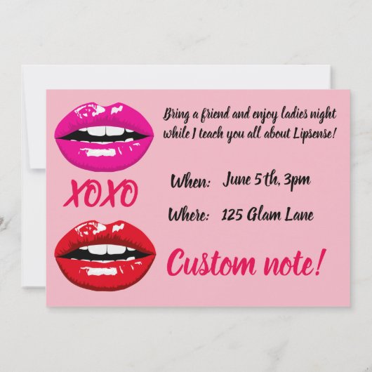 CUSTOM Lipsense Party-uitnodiging + enveloppen Kaart (Achterkant)