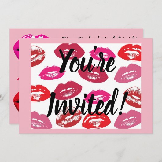 CUSTOM Lipsense Party-uitnodiging + enveloppen Kaart (Voorkant / Achterkant)