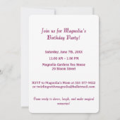Custom Little Ballerina Bear Birthday Invitation Kaart (Achterkant)