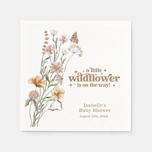 Custom Little Wildflower Meisje Baby shower Papier Servet (Voorkant)