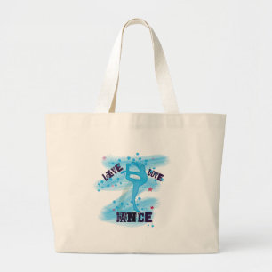 Custom Live Love Dance Blue Dancer Grote Tote Bag