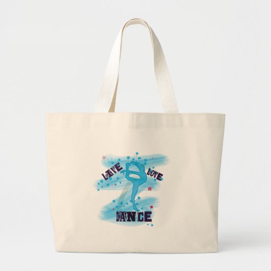 Custom Live Love Dance Blue Dancer Grote Tote Bag (Voorkant)