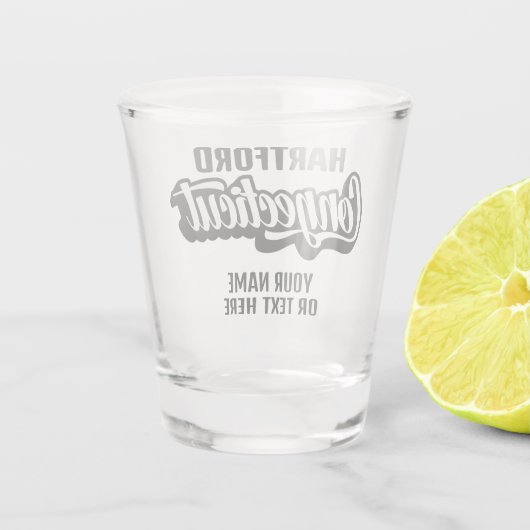 Custom Location & Text Connecticut Shot Glas (Achterkant)