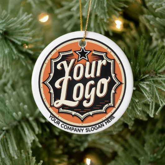 Custom Logo and Text Business Keramisch Ornament (Boom)