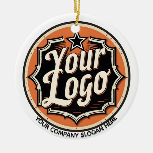 Custom Logo and Text Business Keramisch Ornament (Voorkant)