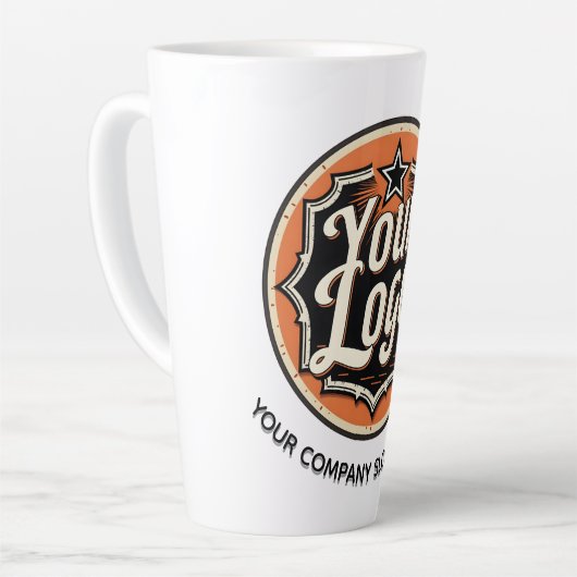 Custom Logo and Text Business Latte Mok (Linkerhoek)