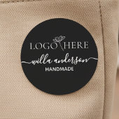 Custom logo and text round black fabric clothing  labels